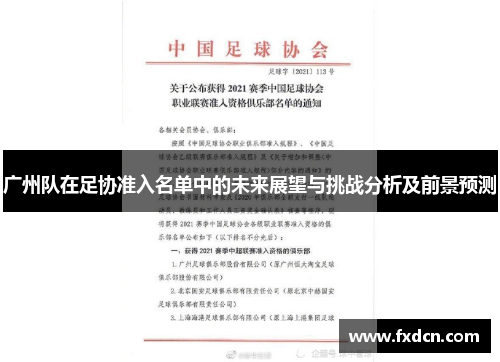 广州队在足协准入名单中的未来展望与挑战分析及前景预测